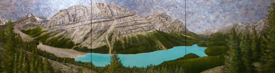 Peyto Lake, painting by Daniel Van Klei, This glacially fed, tourquoise coloured, lake is located in Banff National Park along the Icefield Parkway, British Columbia, Canada